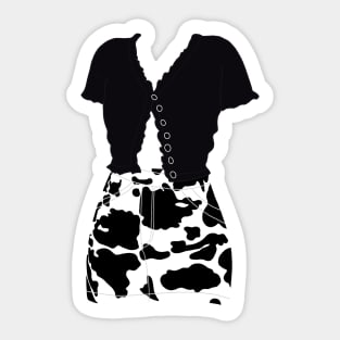 Cute shirt and cow print skirt Sticker